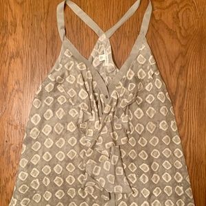 Racerback Silk Tank with Ruffle